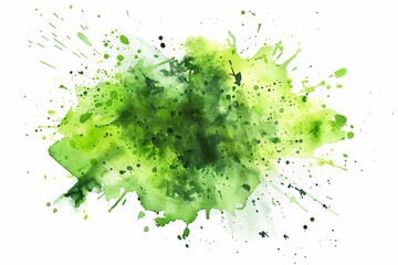 Wall Mural - Green watercolor blot isolated on a white background. AI generative