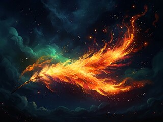 Wall Mural - Abstract auroras burst forth like cosmic fireworks, painting the night sky with mesmerizing hues