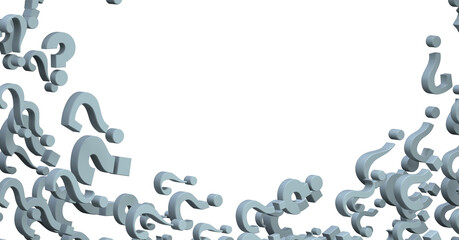Poster - question marks. Computer generated 3d