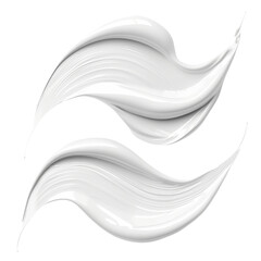 Detailed close-up of a white liquid substance on isolate transparent background, highlighting the texture and consistency