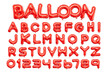 © natchas - 3d style vector of inflated glossy red balloon alphabet and numbers on white background