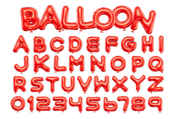 Leinwandbilder - 3d style vector of inflated glossy red balloon alphabet and numbers on white background