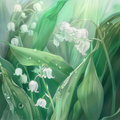 Wall Mural - Lilies of the valley close up
