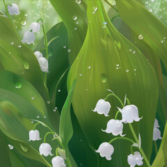 Wall Mural - Lilies of the valley close up
