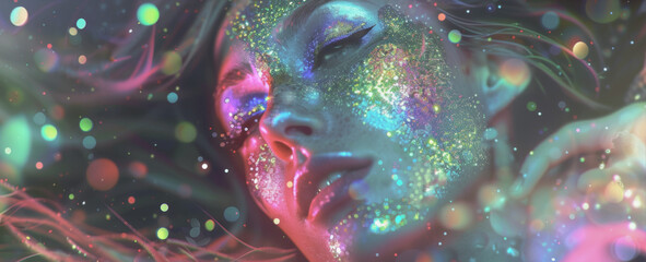 Canvas Print - Girl with glitter on her face
