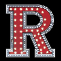 Wall Mural - Letter R neon sign on dark background