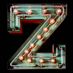 Wall Mural - Letter Z neon sign on dark background