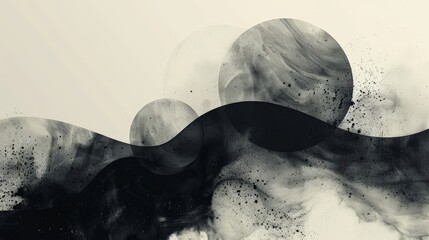 Wall Mural - an abstract obscurity theme with dark, indistinct shapes set against a light background. the minimal
