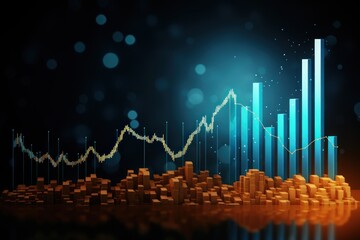 Finance chart,stock market business and exchange financial growth graph. Stock market investment trading graph growth.