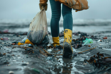 Local service workers cleaning reusing trash garbage saving planet from pollution recycling plant fabric Generative AI