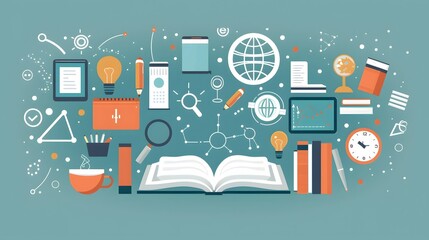 Fototapete - the concept of open educational resources (OER), highlighting how freely accessible educational materials can be used, shared, and modified to support teaching and learning, reducing costs and increas