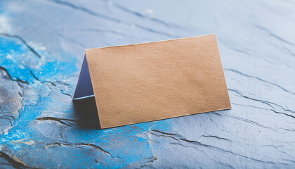 Wall Mural - Mock-up of empty kraft paper, business card. Branding presentation. stone background. Close-up.