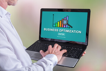 Wall Mural - Business optimization concept on a laptop