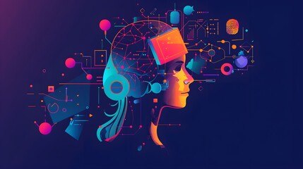 Poster -  the application of artificial intelligence in education, featuring AI-driven intelligent tutoring systems, virtual assistants, and personalized learning platforms.