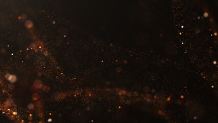 Leinwandbilder - Small blurred orange particles on a black background.