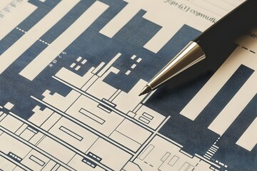 Poster - overhead blueprint of futuristic city skyline and urban development plan