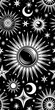 Background, shining, stars, sun and moon, black background