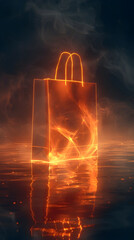 Poster - Ethereal Glow of Solitary Shopping Bag Adrift in Surreal Void