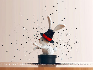 Rabbit wizard, magic trick. magic hat. AI Generative