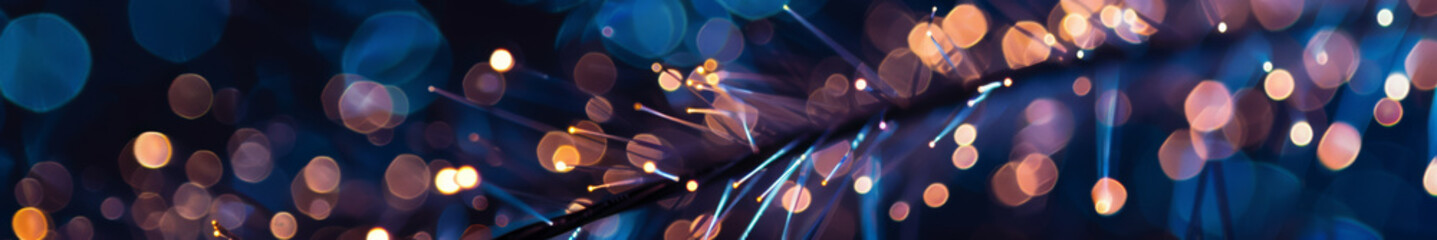 Wall Mural - Network of Delicate Twinkling Light Fibers with Bokeh Effect