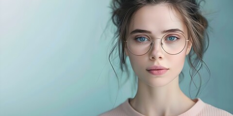 Highquality image of a serious woman with glasses facing the camera. Concept Portrait Photography, Serious Expression, Eyeglasses, High-Quality Image