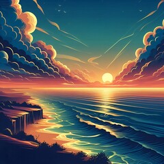 Wall Mural - Sunset and clouds