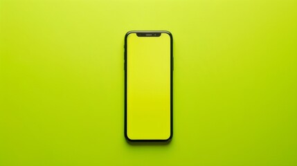 Poster - Pop-art style mockup of a compact smartphone with vibrant green background