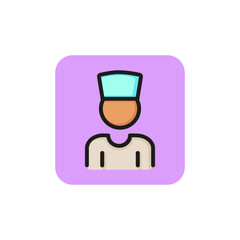 Poster - Doctor line icon. Man, uniform, paramedic. Occupation concept. Can be used for topics like medical help, hospital, first aid