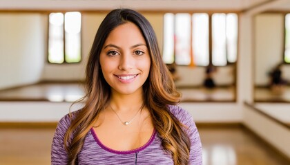 Wall Mural - young woman standing in a yoga studio