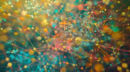 Poster - A holographic projection of a massive global network of interconnected data nodes, pulsating with vibrant colors.