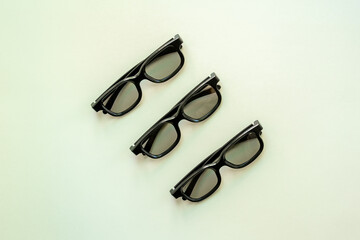 Canvas Print - Set of glasses in optics store, top view. Eyesight and vision concept