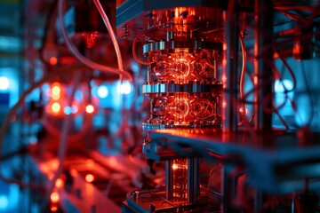 Poster - A powerful quantum computer in a modern lab technology, AI generated