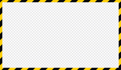 yellow and black caution tape square frame, warning sign border template.blank vector illustration w