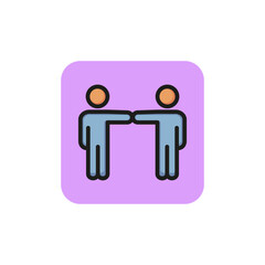 Poster - Two people support line icon. Greeting, handshaking, communication. People concept. Can be used for topics like friendship, partnership, solidarity