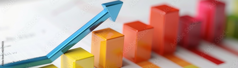 increasing bar chart graph with four bars on white... Isolated bar graph with each bar increasing in height and an upward ...