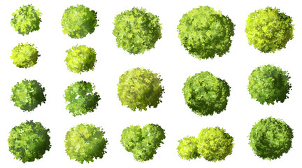 Wall Mural - vertor set of green tree,plants side view for landscape elevations,element for backdrop,eco environm