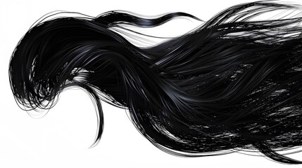 Black hair strand flowing gracefully