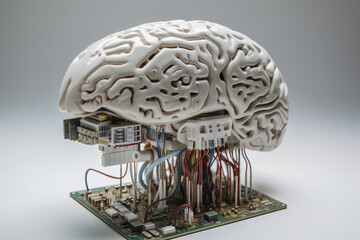 Poster - Artificial intelligence science concept with technological AI brain on the circuit board.