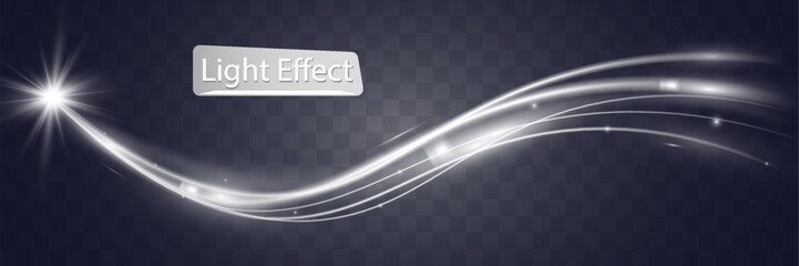 Wall Mural - Light white wave shine effect,vector glow line sparkle shine. Silver wavy effects.	

