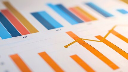 Poster - a close-up photo of a graph or chart with upward-trending lines, indicating growth and progress.