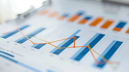 Poster - A close-up photo of a graph or chart with upward-trending lines, indicating growth and progress.