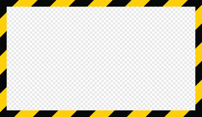 yellow and black caution tape square frame, warning sign border template.blank vector illustration w