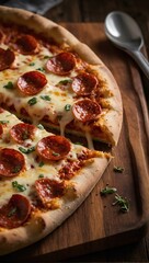 Wall Mural - Fresh Handmade pepperoni pizza with cheese