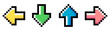 © Ekaterina Chemakina - Pixel art set with four cute multicolored arrows turned in different directions isolated on a white background. Vector 8bit pixel illustration