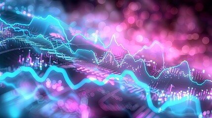 Poster - Financial Analysis Report with Vibrant Charts and Growing Graph on Blue Background