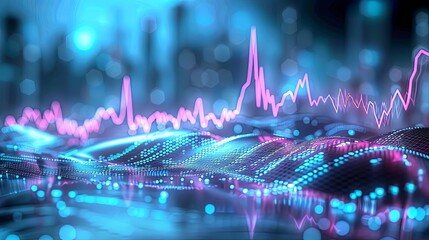 Poster - Financial Analysis Report with Dynamic Charts and Growing Line Graph on Blue Background