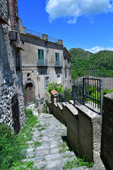 Sticker - A narrow street in Pietravairano, a  rural town in Campania, Italy.