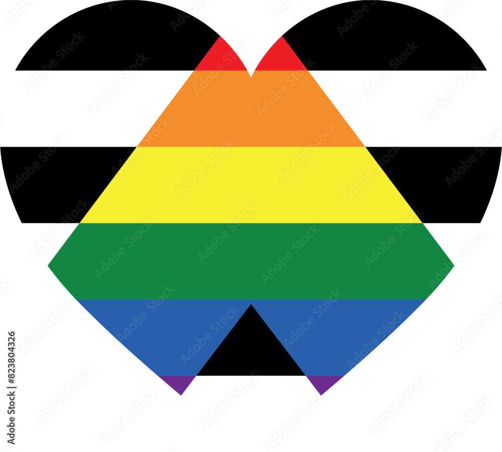 Straight ally pride flag heart isolated on white background. LGBT flag ...