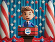 © Mongkol - Campaign strategy for a fictional political candidate in America, illustrated in 3D cartoon style with copy space. Ideal for election planning and political engagement.