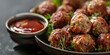 © Anastasiia - Savory Meatball Appetizers with Dipping Sauce: Ideal for Party Sharing. Concept Appetizer Recipes, Meatball Dishes, Party Food Ideas, Dip Recipes, Crowd-Pleasing Snacks